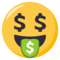 Money-Mouth Face emoji on Emojione